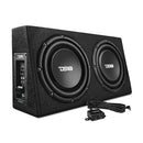 DS18 Dual 10in Shallow Enclosure w/ Subwoofer 350 Watts RMS Sealed Black Carpet Amplified-1