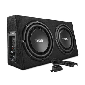DS18 Dual 10in Shallow Enclosure w/ Subwoofer 350 Watts RMS Sealed Black Carpet Amplified