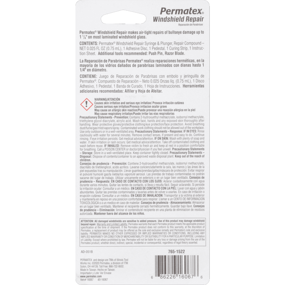 Permatex Windshield Repair Kit, 0.75 ml