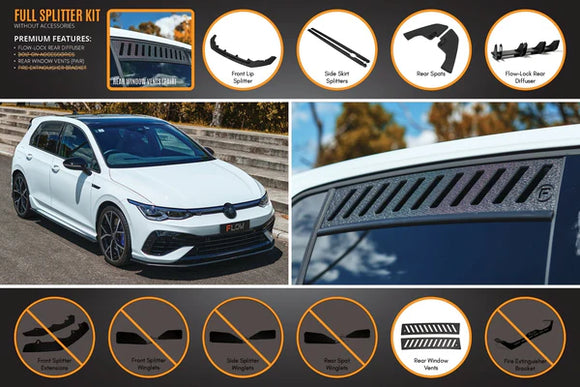 Flow Designs MK8 Golf R Full Lip Splitter Set