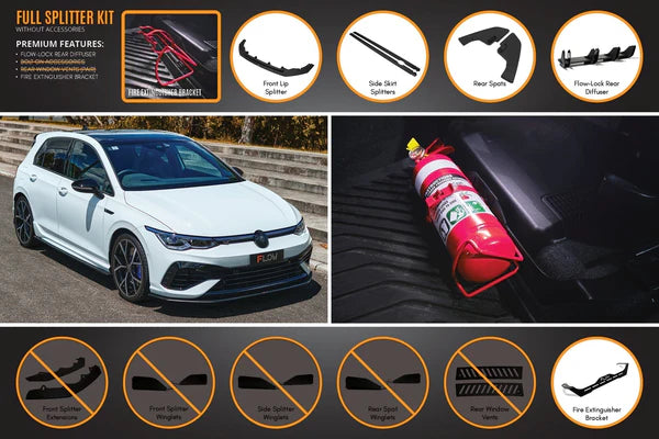Flow Designs MK8 Golf R Full Lip Splitter Set