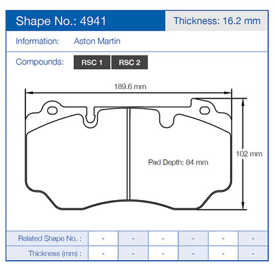 Pagid U-4941 Racing Pad - RSC1 Compound - 0