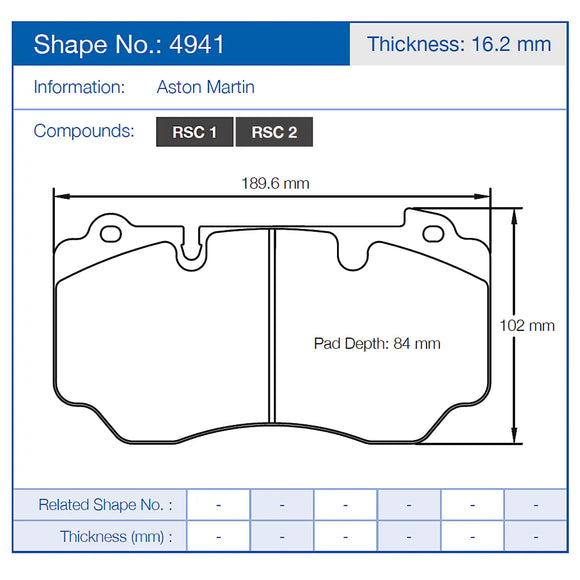 Pagid U-4941 Racing Pad - RSC1 Compound