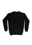 A black Park Auto Motorsports crewneck sweater for men. Photo is the back of the sweater with an embroidered logo. Fabric is composed of high quality 80% cotton, and 20% polyester and fits to size. The style is long sleeve, crew neck, and embroidery on left chest.