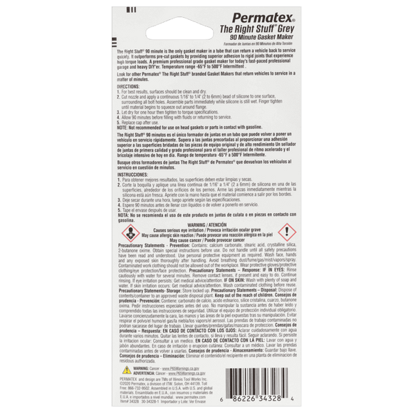 Permatex The Right Stuff Grey 90-Minute Gasket, 80 ml