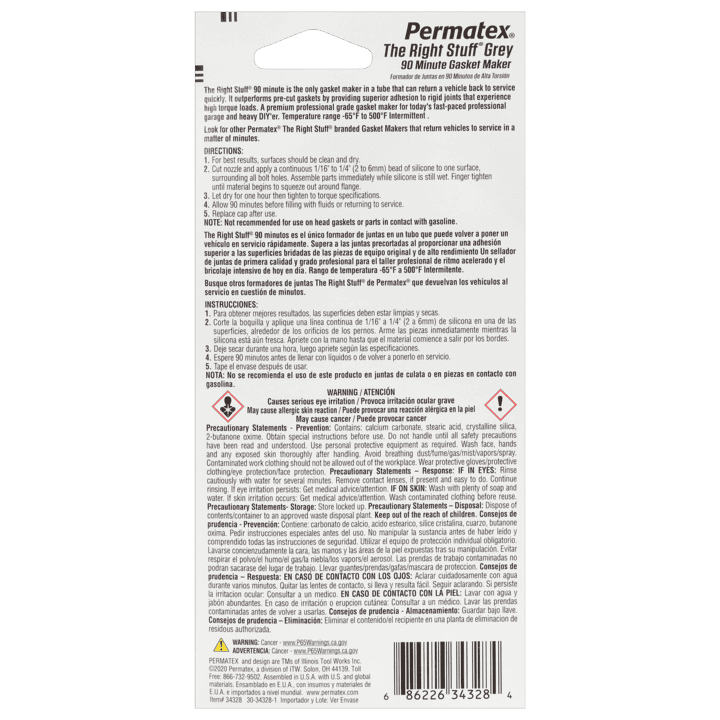 Permatex The Right Stuff Grey 90-Minute Gasket, 80 ml - 0