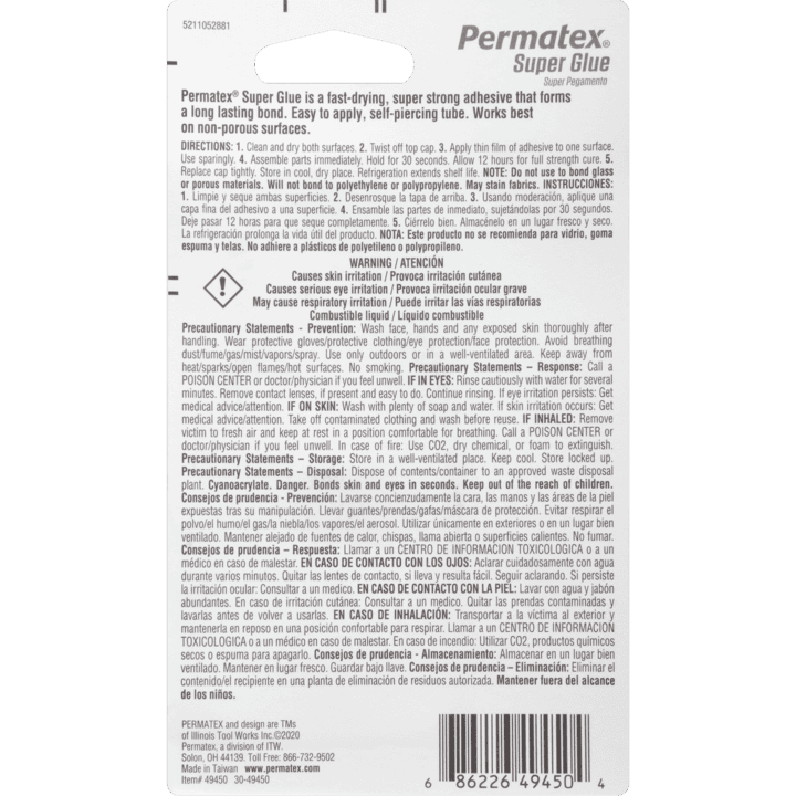 Permatex Ultra Bond 495 Super Glue, 2 X 3G - 0