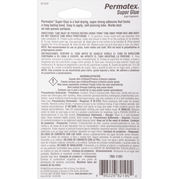 Permatex Ultra Bond 495 Super Glue, 2G