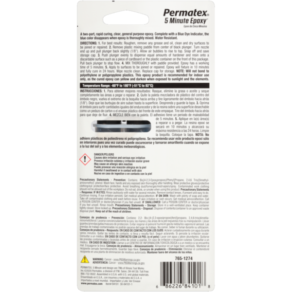 Permatex 5 Minute Epoxy Qm50A, 25 ml - 0