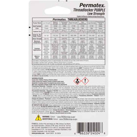 Permatex Purple Low Strength 222 Threadlocker, 6 ml - 0