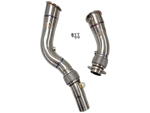 MAD BMW S55 3.5" Fat Boy Downpipes M2C M3 M4 W/ Flex Section