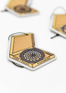 A pizzabrand pizza box with wheels multipack sampler pack air fresheners. Photo is a close up of the Rotiform CCV wheel air freshener with string. 