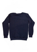A navy blue Porsche race car crewneck sweater for men. Photo is the back of the sweater with an embroidered Martini R13 Porsche 911 Carrera RSR 2.1 Turbo . Fabric is 100% cotton and high quality and fits to size. The style is long sleeve, crew neck, and embroidery on left chest.