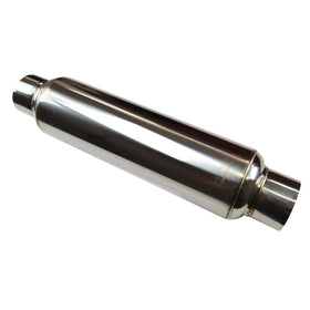 Kooks Universal 3" Round Muffler 14" Long. Polished Stainless Steel.
