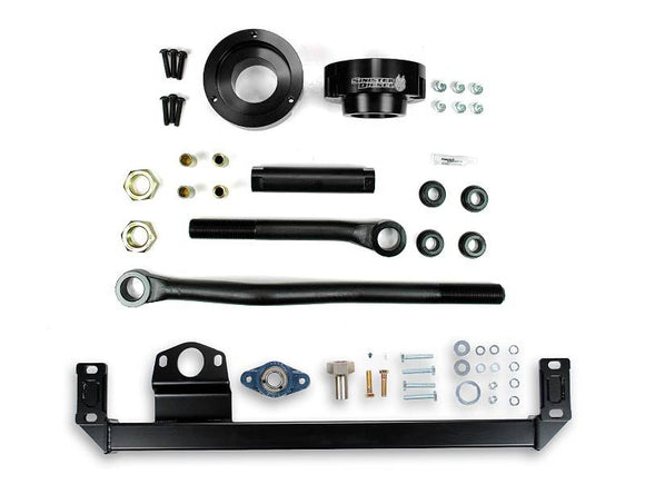 Sinister Diesel 10-12 Dodge Cummins 4WD Adjust. Track Bar Steering Box Support w/ Leveling Kit - Blk