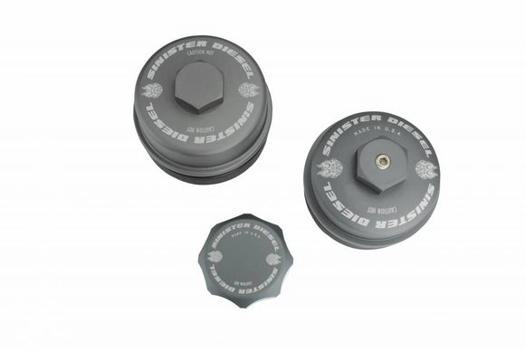 Sinister Diesel 08-10 Ford Powerstroke 6.4L Billet Cap Kit - Gray