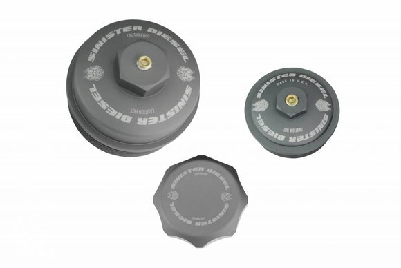 Sinister Diesel 03-07 Ford Powerstroke 6.0L Billet Gray Cap Kit- Gray