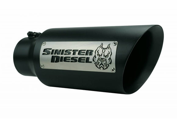 Sinister Diesel Dual Wall Exhaust Tip W/ Angle Cut (4in. to 6in.) - Black