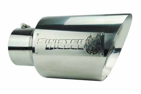 Sinister Diesel Dual Wall Exhaust Tip W/ Angle Cut (5in. to 8in.) - Chrome