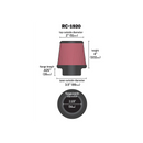 K&N Universal Clamp-On Air Filter 2-1/8in Flange 3-1/2in Base 2in Top 4in Height-2