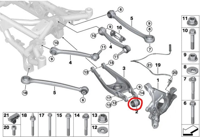 SPL Parts 04-19 BMW 3 Series/4 Series (E9X/F3X/F8X) Rear Lower Control Arm Knuckle Bushing - 0