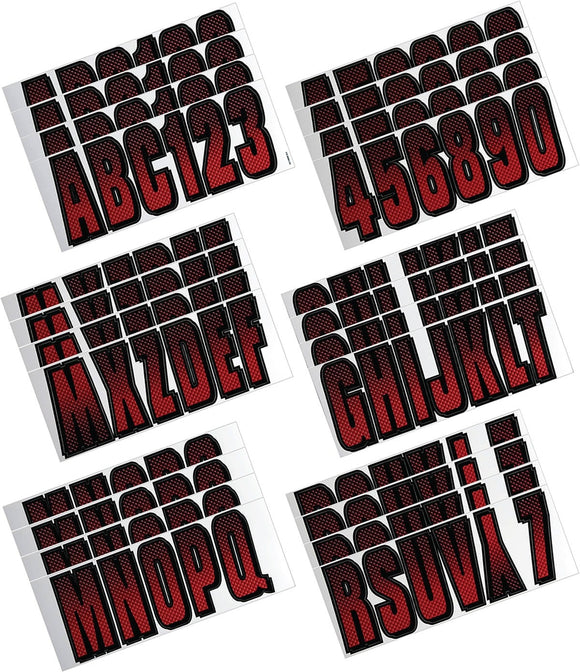 Hardline Boat Lettering Registration Kit 3 in. - 300 Red/Black
