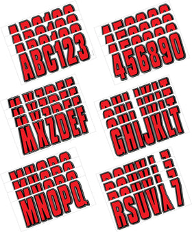 Hardline Boat Lettering Registration Kit 3 in. - 320 Red/Black