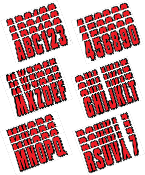 Hardline Boat Lettering Registration Kit 3 in. - 320 Red/Black