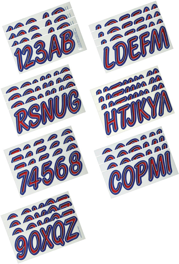 Hardline Boat Lettering Registration Kit 3 in. - 400 Red/Purple