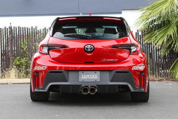 REMARK Catback Exhaust. Toyota GR Corolla. Dual Tips Center Exit. Burnt Stainless Steel Tips