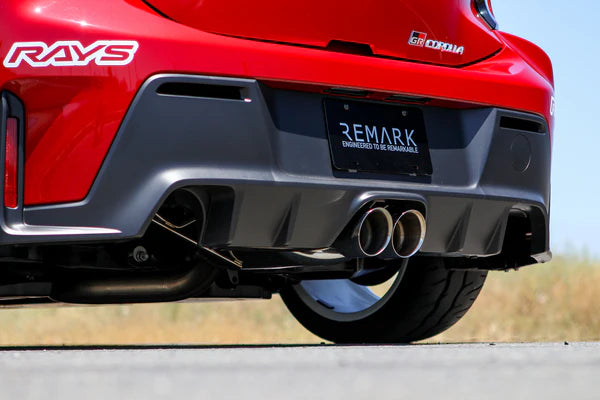 REMARK Catback Exhaust. Toyota GR Corolla. Dual Tips Center Exit. Stainless Steel Tips
