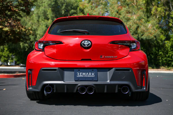 REMARK Catback Exhaust. Toyota GR Corolla. Outer: 4" Titanium Tips, Center: Dual 4" Titanium Tips