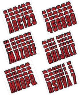 Hardline Boat Lettering Registration Kit 3 in. - 320 Ox Blood Red/Black