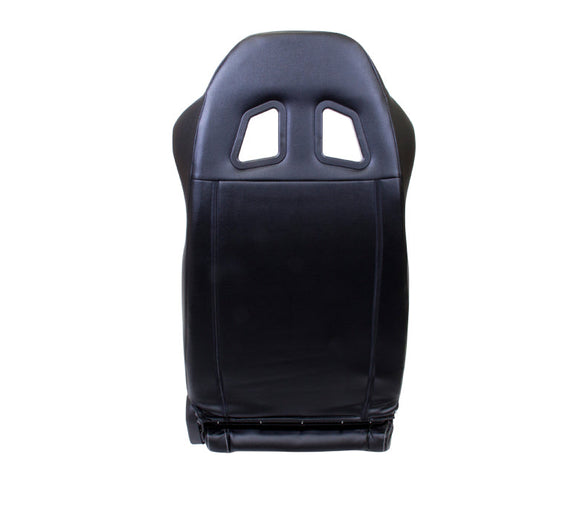 NRG Reclinable Sport Seats (Pair) PVC Leather w/NRG Logo - Black w/White Stitching