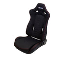 NRG Sport Seats (Pair) Cloth w/NRG Logo & NRG Arrow Cushion Imprint - Black w/Red Stitch-1
