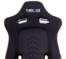 NRG Sport Seats (Pair) Cloth w/NRG Logo & NRG Arrow Cushion Imprint - Black w/Red Stitch-4