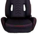 NRG Sport Seats (Pair) Cloth w/NRG Logo & NRG Arrow Cushion Imprint - Black w/Red Stitch-5