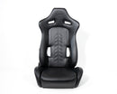 NRG Reclinable Sport Seats (Pair) The Arrow Black Vinyl w/ Pressed NRG logo w/ Black Stitch-2