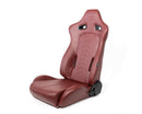 NRG Reclinable Sport Seats (Pair) The Arrow Maroon Vinyl w/ Pressed NRG logo w/ Maroon Stitch-1