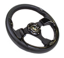 NRG Reinforced Steering Wheel (320mm) Blk w/Gloss Black Trim-2