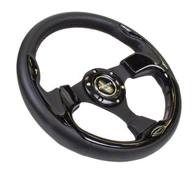 NRG Reinforced Steering Wheel (320mm) Blk w/Gloss Black Trim - 0