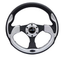 NRG Reinforced Steering Wheel (320mm) Blk w/Silver Trim & 5mm 3-Spoke-1