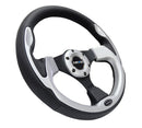NRG Reinforced Steering Wheel (320mm) Blk w/Silver Trim & 5mm 3-Spoke-2