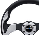 NRG Reinforced Steering Wheel (320mm) Blk w/Silver Trim & 5mm 3-Spoke-3