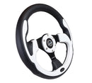 NRG Reinforced Steering Wheel (320mm) Blk w/White Trim & 4mm 3-Spoke-2