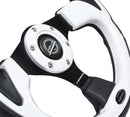 NRG Reinforced Steering Wheel (320mm) Blk w/White Trim & 4mm 3-Spoke-3