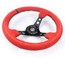 NRG Reinforced Steering Wheel (350mm / 3in. Deep) Red Suede w/Black Stitch-3