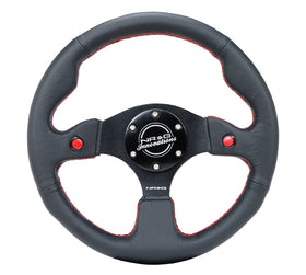 NRG Reinforced Steering Wheel (320mm) Blk Leather w/Dual Buttons