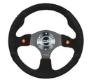 NRG Reinforced Steering Wheel (320mm) Blk Suede w/Dual Buttons-1