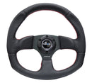 NRG Reinforced Steering Wheel (320mm Horizontal / 330mm Vertical) Leather w/Red Stitching-1